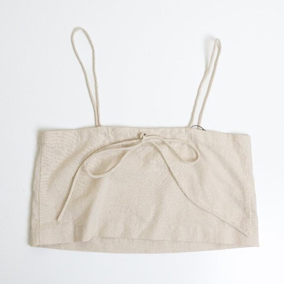 ✨ Decade Studio Dana Camisole Linen Cotton Cropped Top Ivory  Size 2-4 - Picture 3 of 11